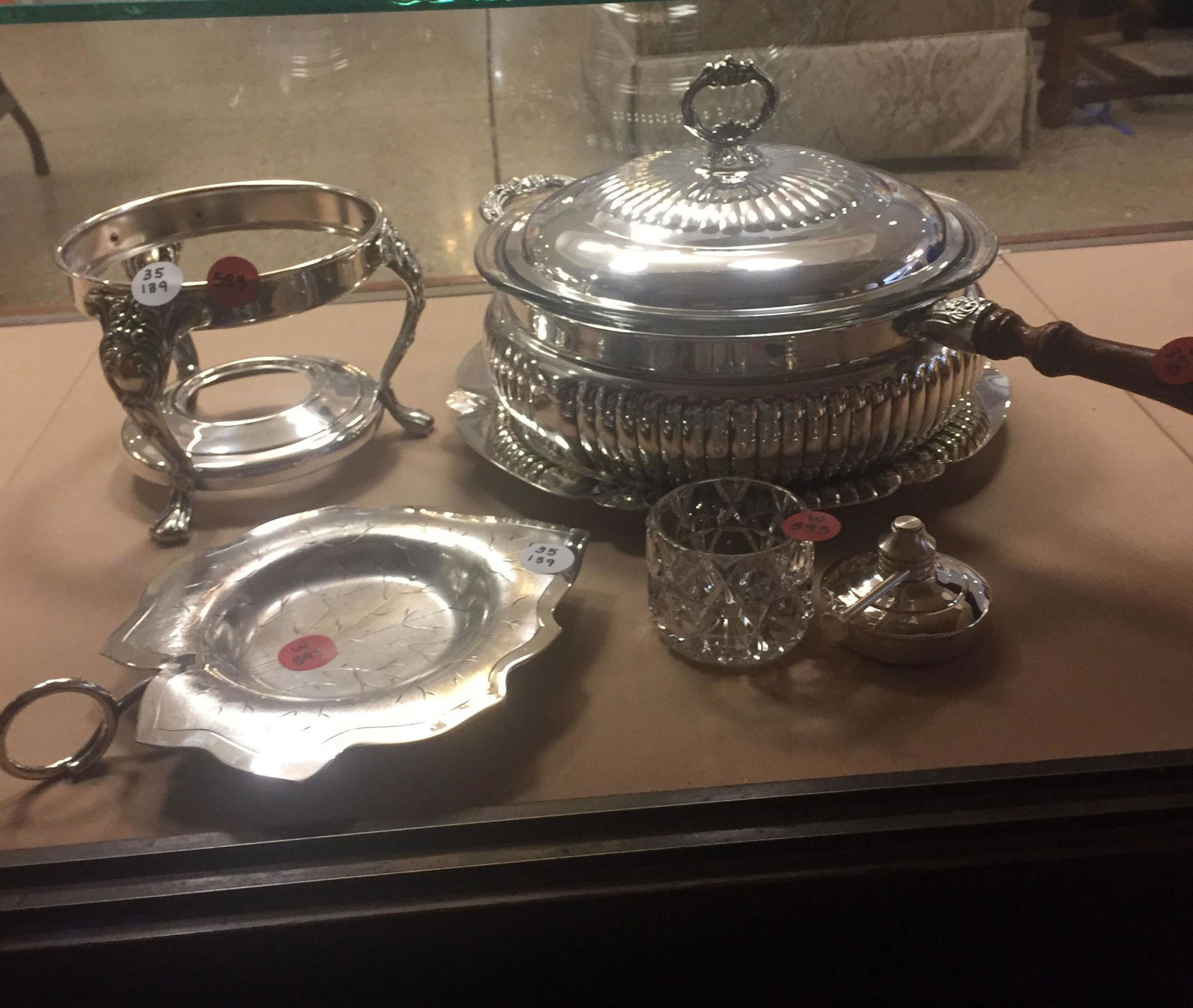 SILVERPLATE WARMER, LEAF TRAY, COVERED DISH (1 of 4)
