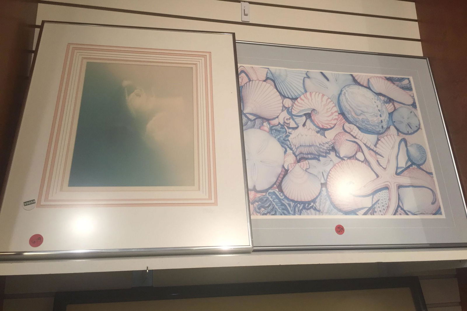 2 FRAMED PRINTS , SEASHELLS AND BLUE FLORAL (1 of 3)