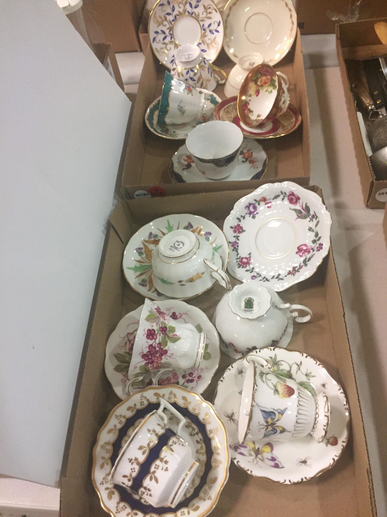 2 BOX LOTS CUPS AND SAUCERS VARIOUS MOTIFS (1 of 3)
