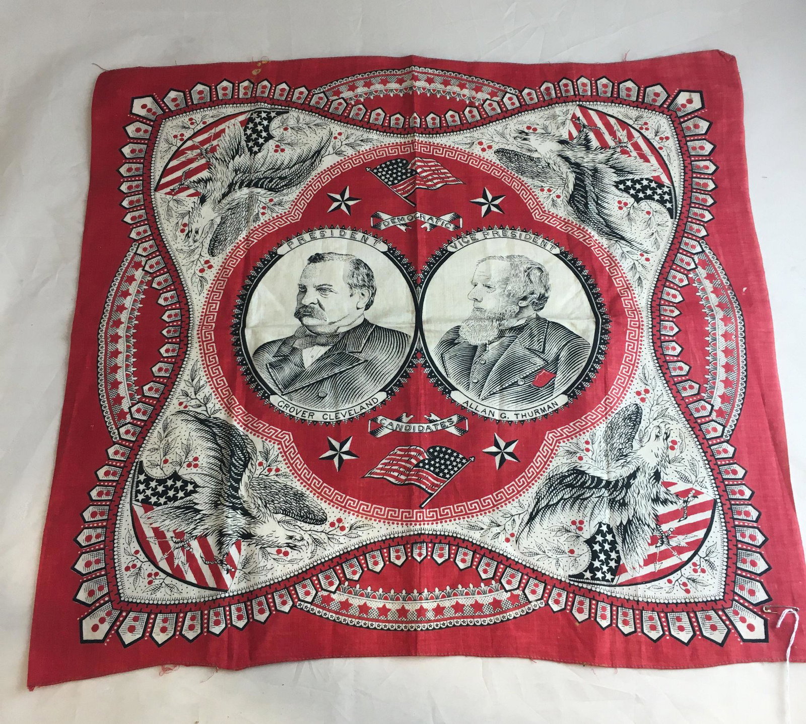 CANDIDATES GROVER CLEVELAND AND ALLAN G. THURMAN: CANDIDATES GROVER CLEVELAND AND ALLAN G. THURMAN CAMPAIGN BANDANA