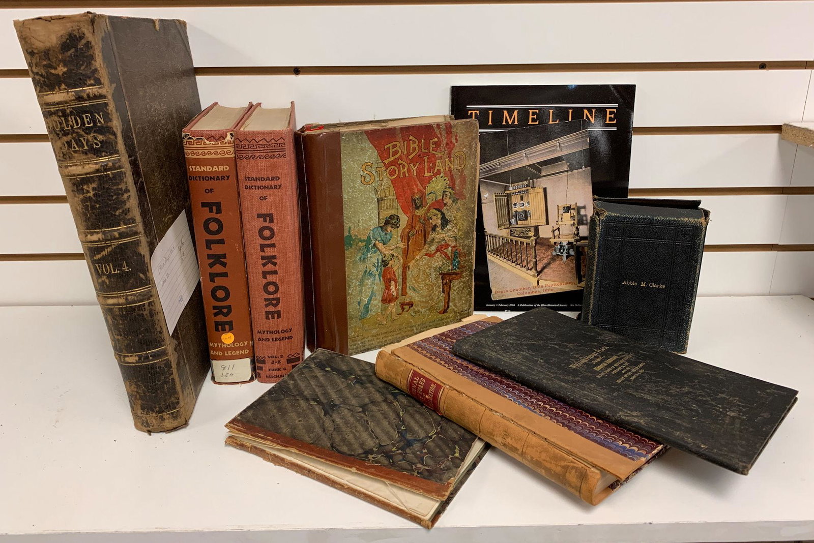 BOX LOT BOOKS INCLUDING HAND WRITTEN LEDGERS, "STANDARD: BOX LOT BOOKS INCLUDING HAND WRITTEN LEDGERS, "STANDARD DICTIONARY OF FOLKLORE"