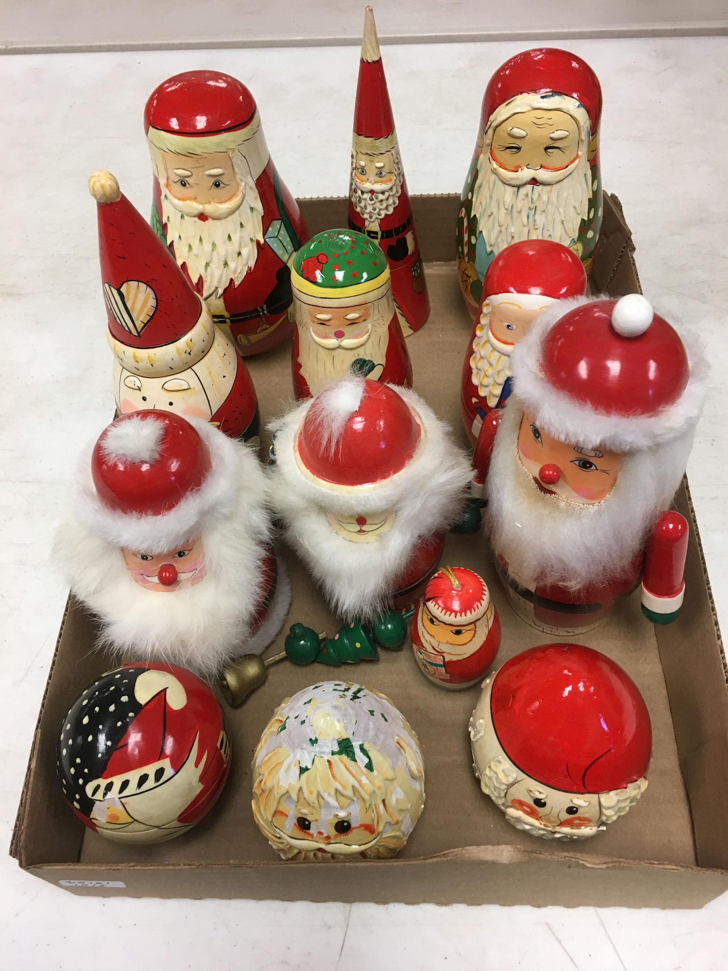 BOX LOT CHRISTMAS NESTING DOLLS: BOX LOT CHRISTMAS NESTING DOLLS