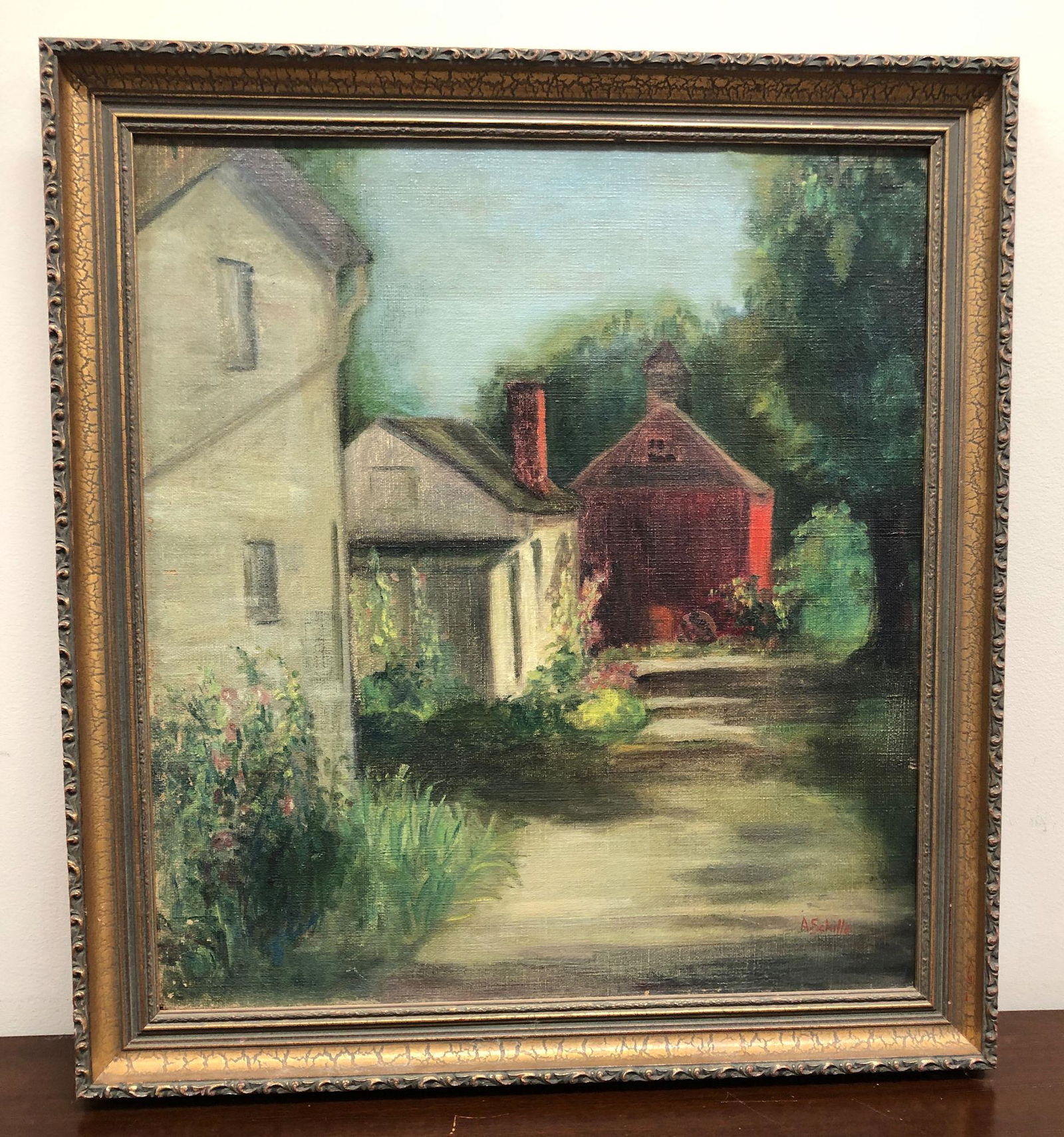 ALICE SCHILLE (1869-1955) OIL ON CANVAS "FROM THE HELEN (1 of 5)