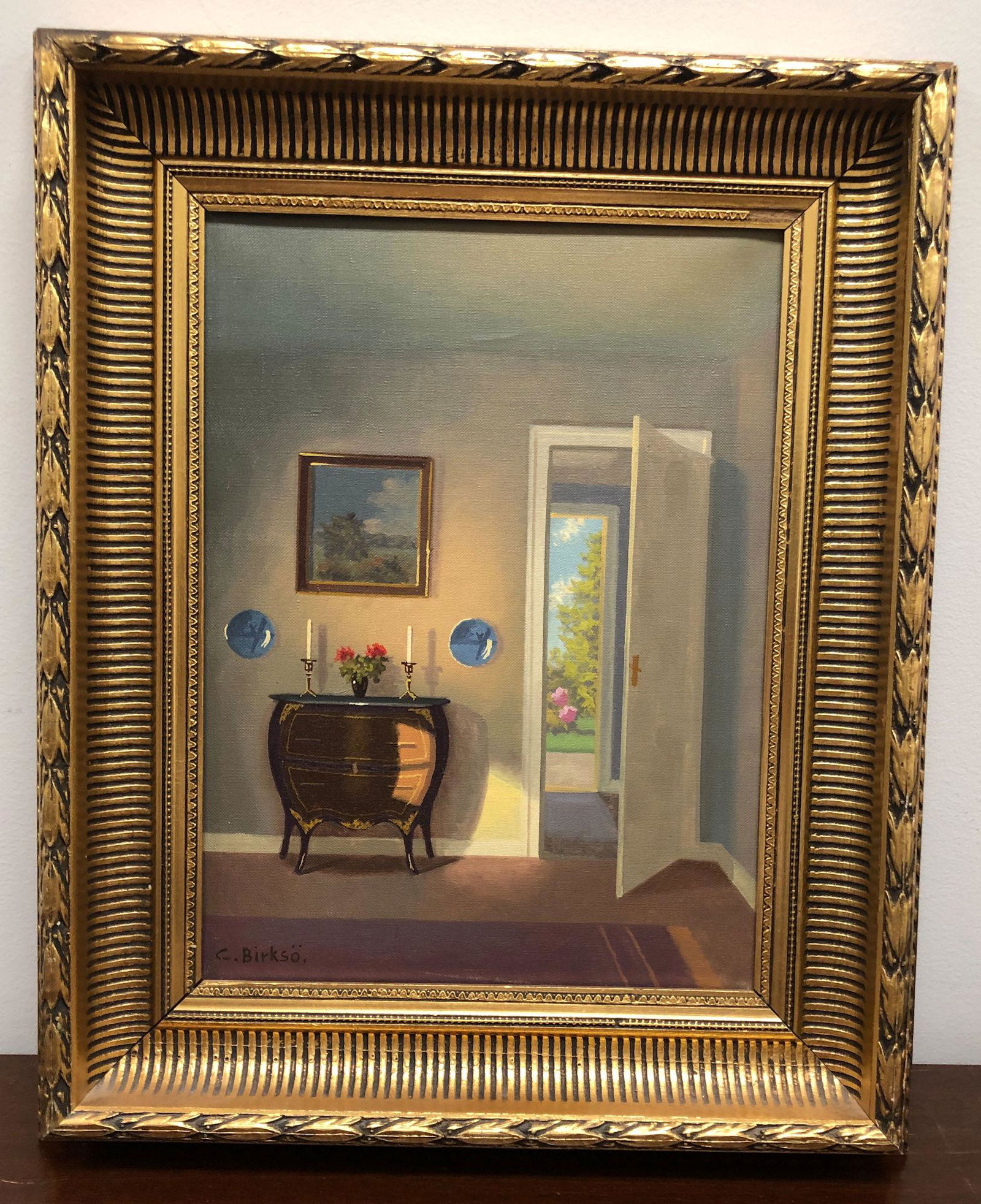 CARL BIRKSO (DANISH 20TH c) OIL ON CANVAS INTERIOR (1 of 3)