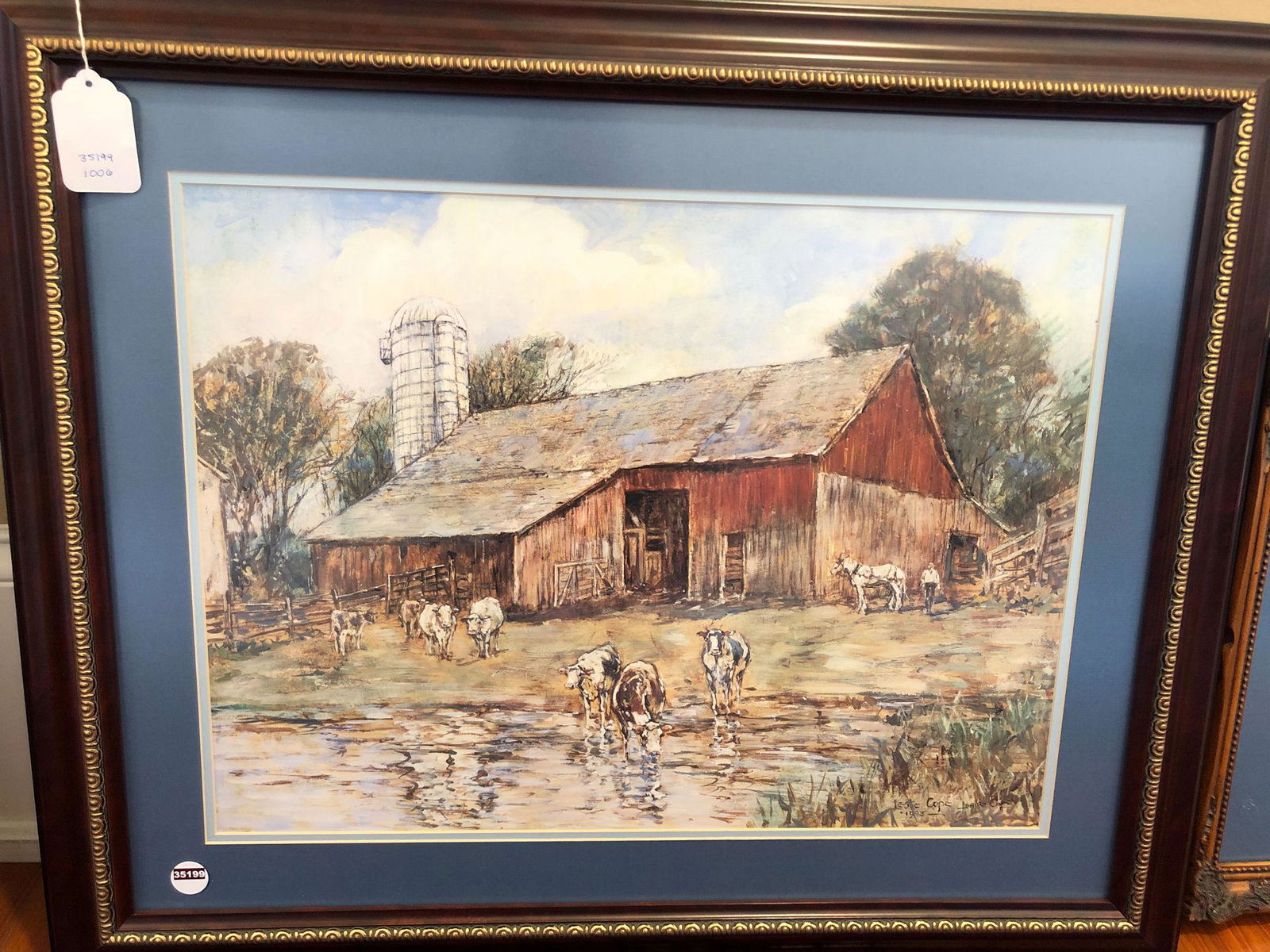 LESLIE COPE (1913-2002) PRINT, BARN WITH COWS SIGNED (1 of 1)