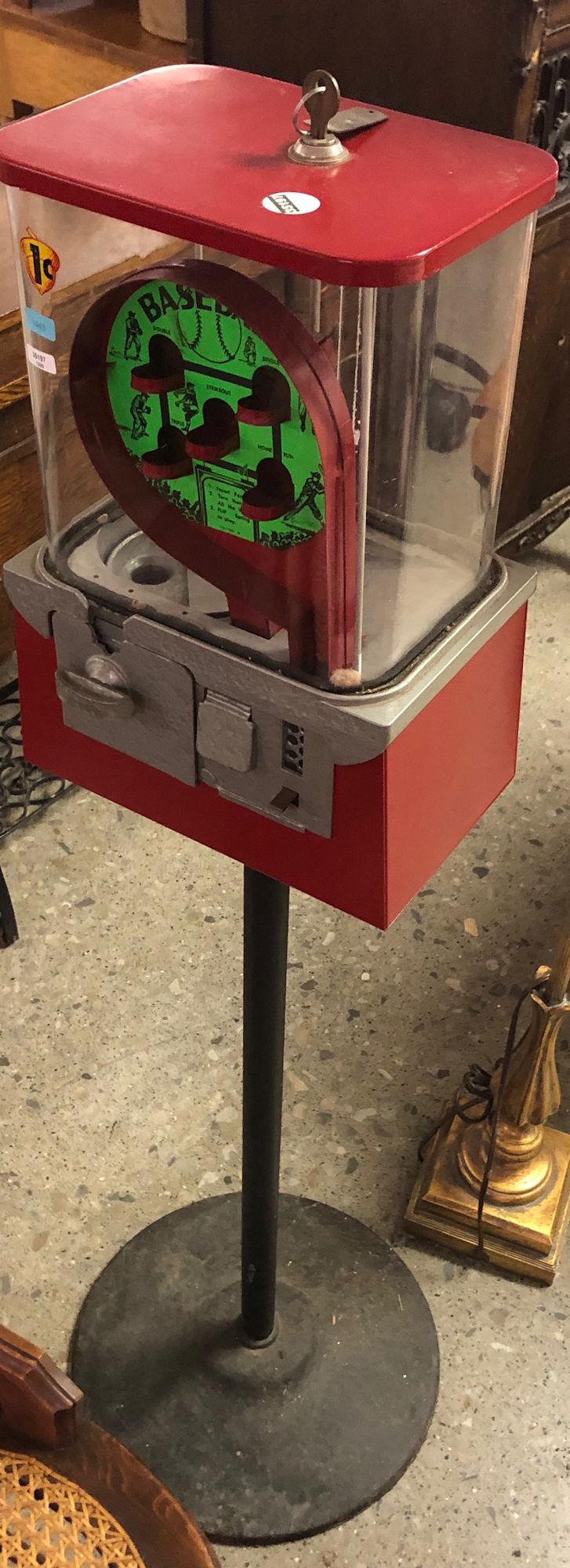 BASEBALL 1 CENT GUMBALL MACHINE 47" (1 of 3)