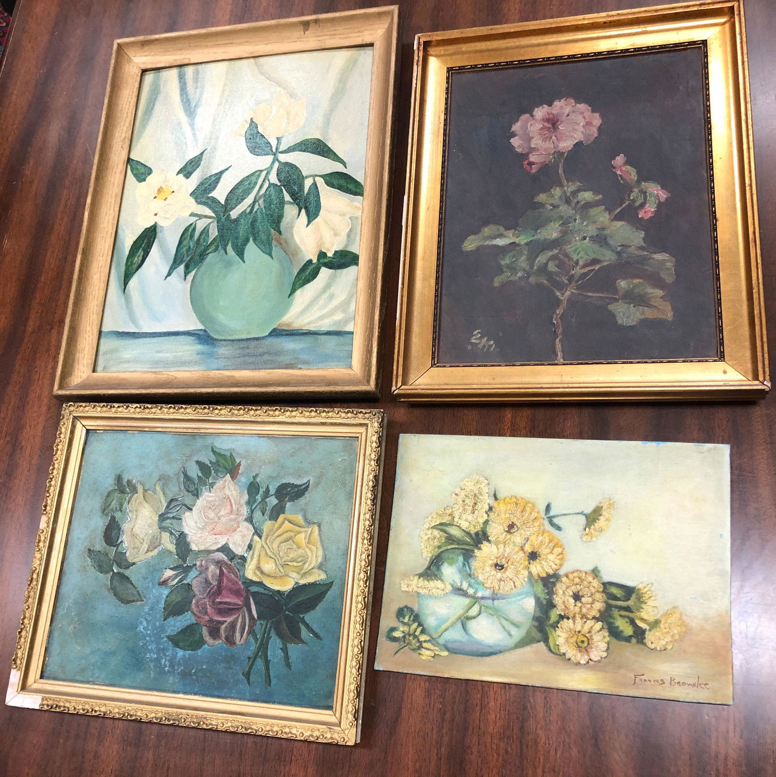 LOT 4 ORIGINAL FLORAL PAINTINGS (1 of 1)