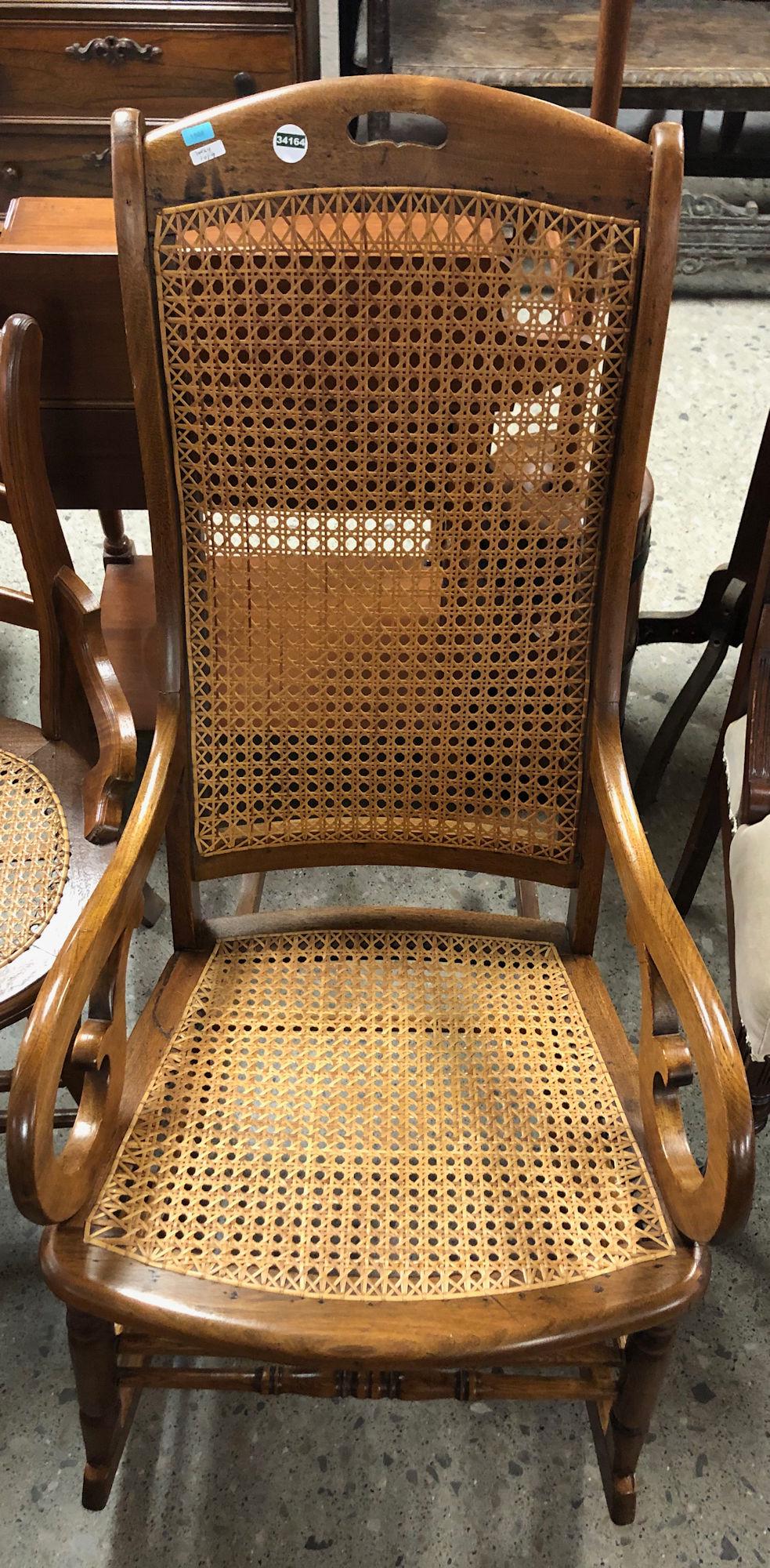 VICTORIAN CANE SEAT AND WOOD ROCKER: VICTORIAN CANE SEAT AND WOOD ROCKER