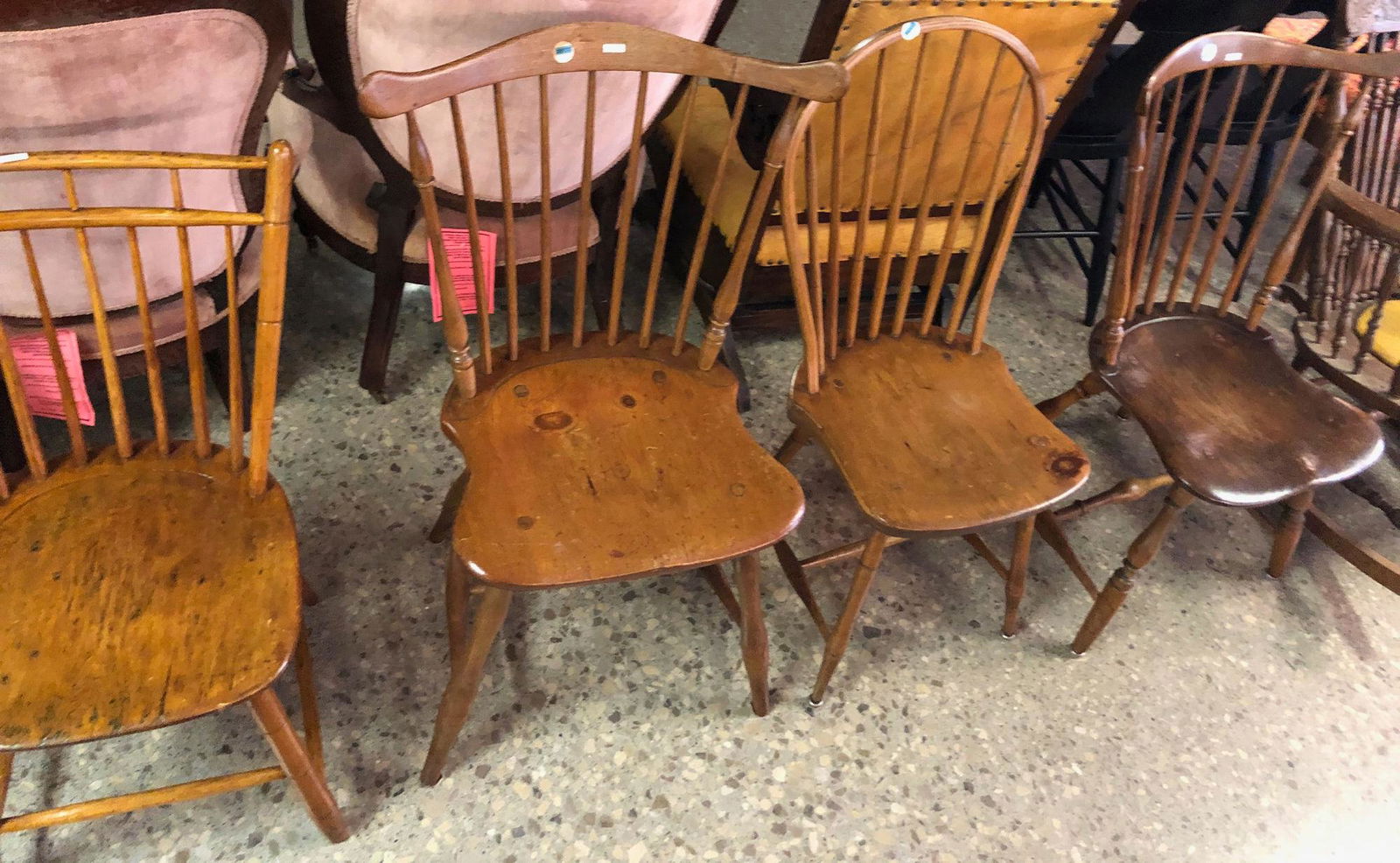 4 EARLY SPINDLE BACK WINDSOR STYLE CHAIRS (UNMATCHED) (1 of 5)