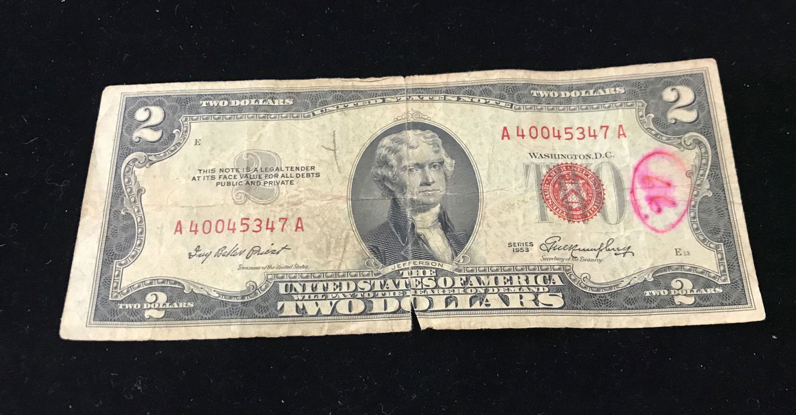 SERIES 1953 TWO DOLLAR RED SEAL NOTE (1 of 1)