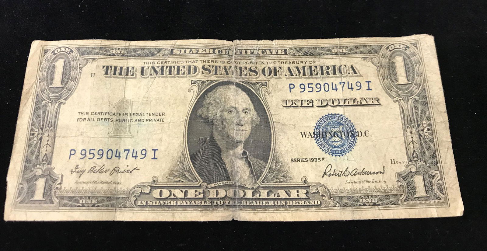 SERIES 1935 F ONE DOLLAR SILVER CERTIFICATE (1 of 1)