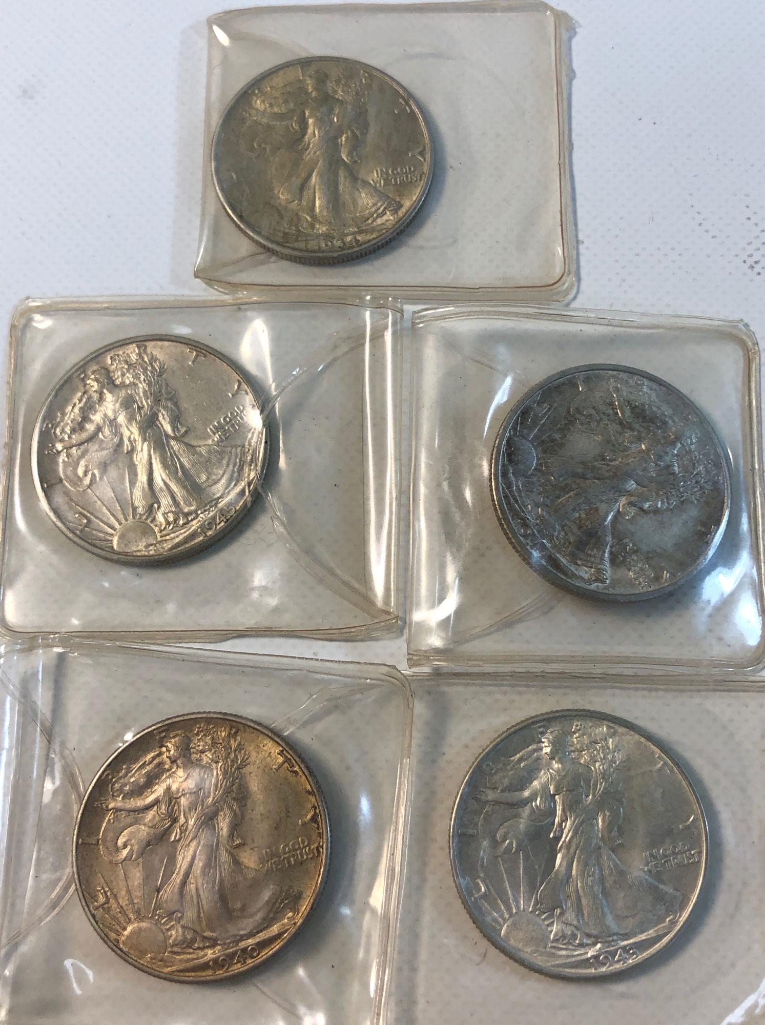 LOT OF WALKING LIBERTY HALF DOLLAR COINS (1 of 10)