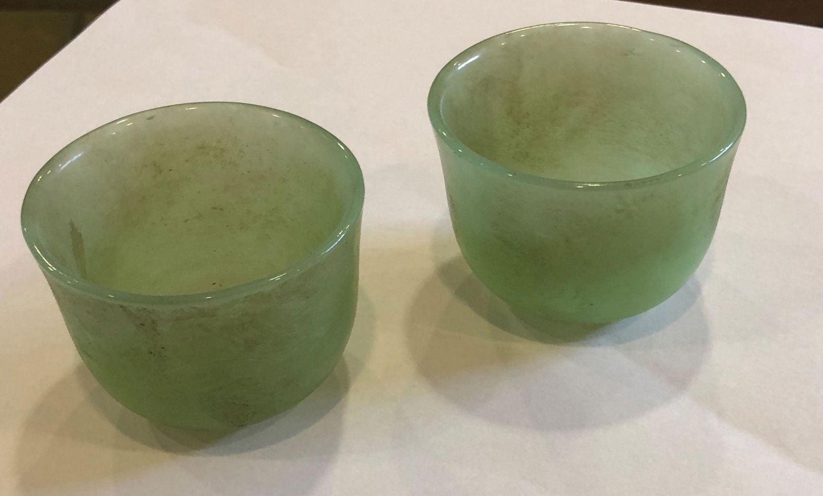 TWO SMALL GREEN JADE CUPS (1 of 2)