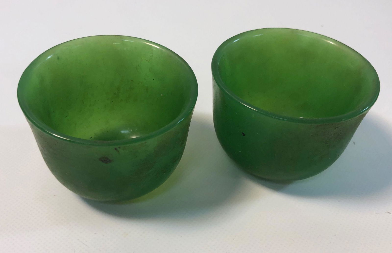 TWO SMALL GREEN JADE CUPS (1 of 3)