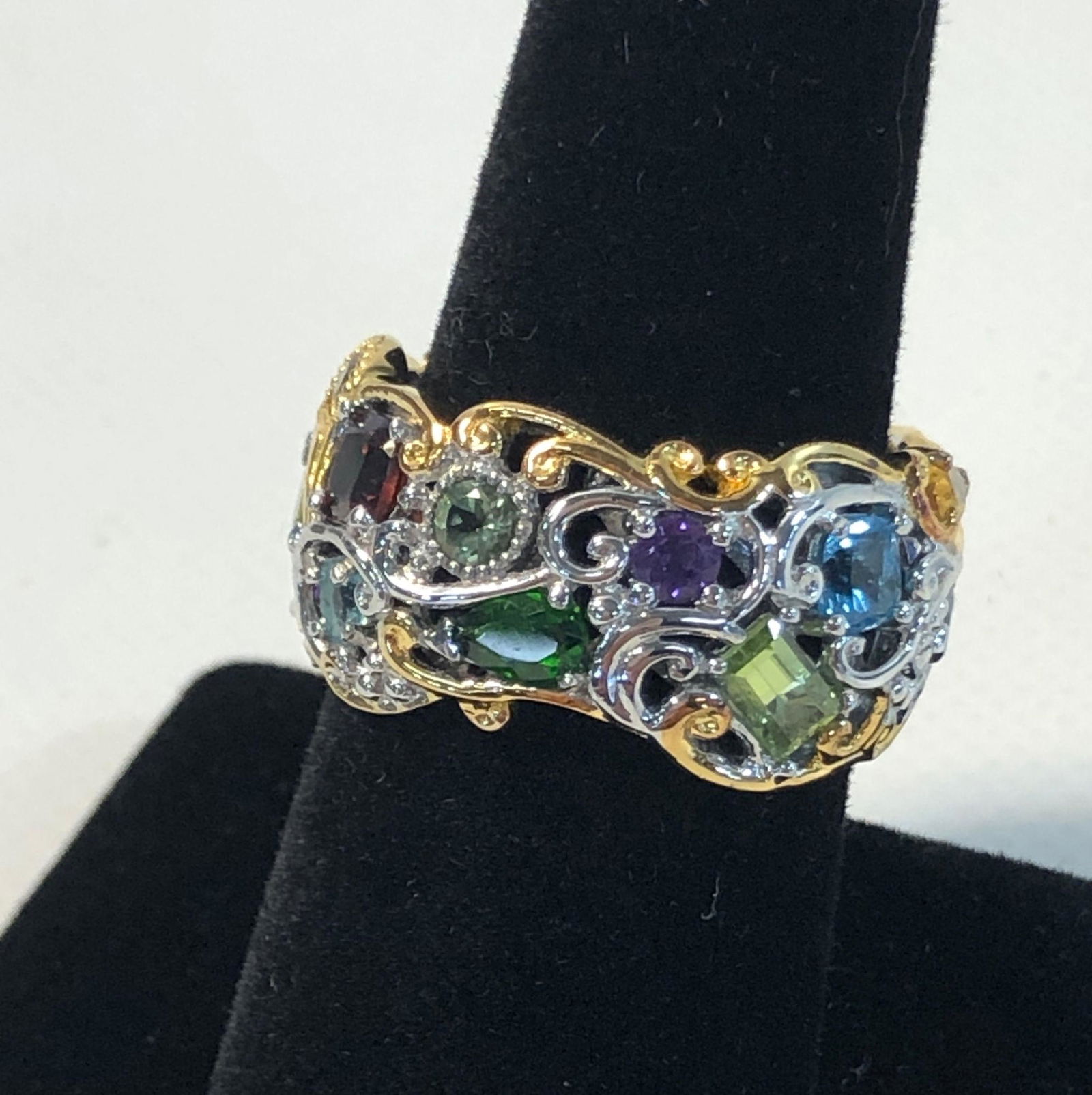 SILVER AND GEMSTONE COCKTAIL RING (1 of 14)