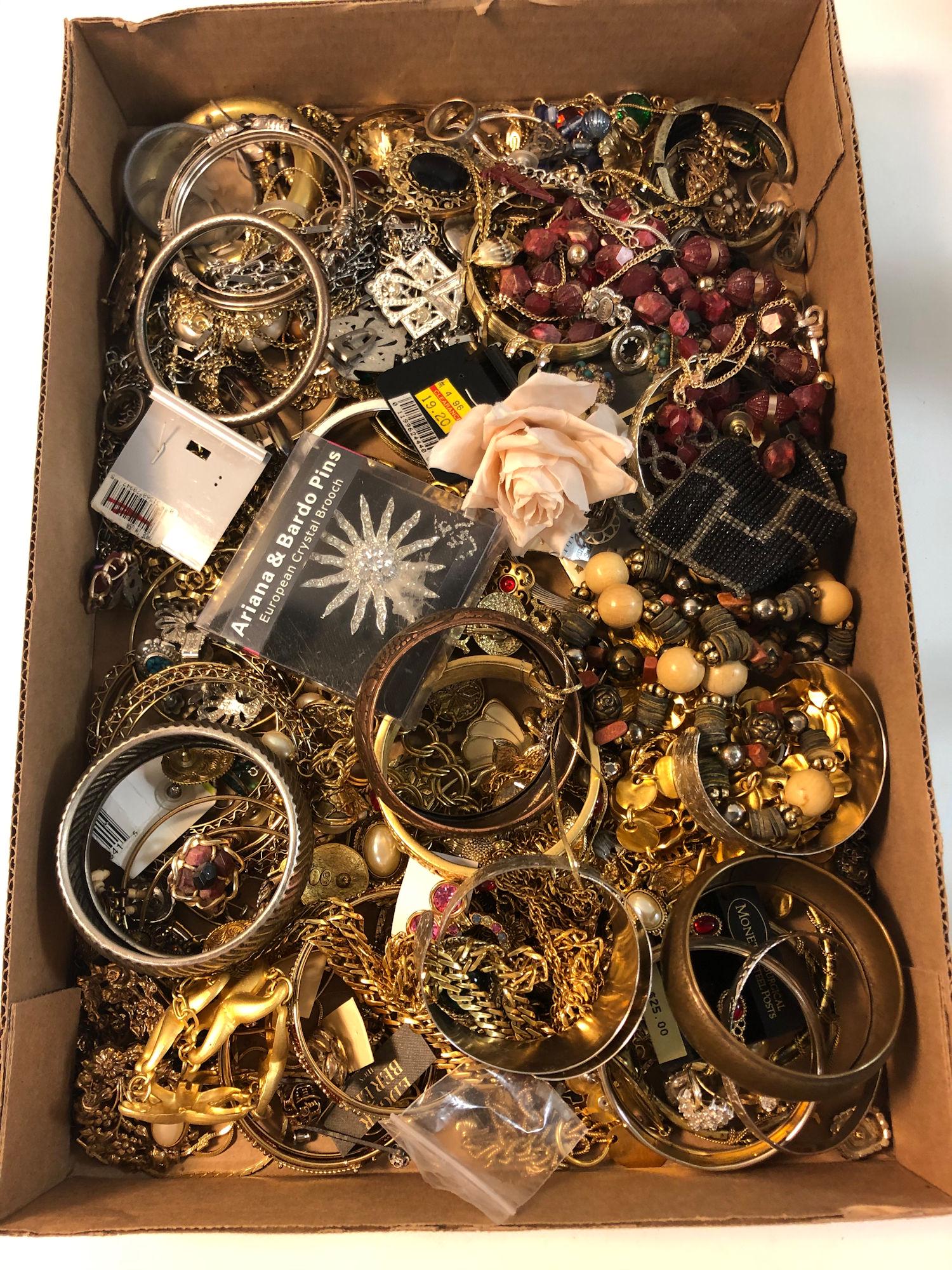 BOX LOT ASSORTED FASHION AND COSTUME JEWELRY AND (1 of 8)