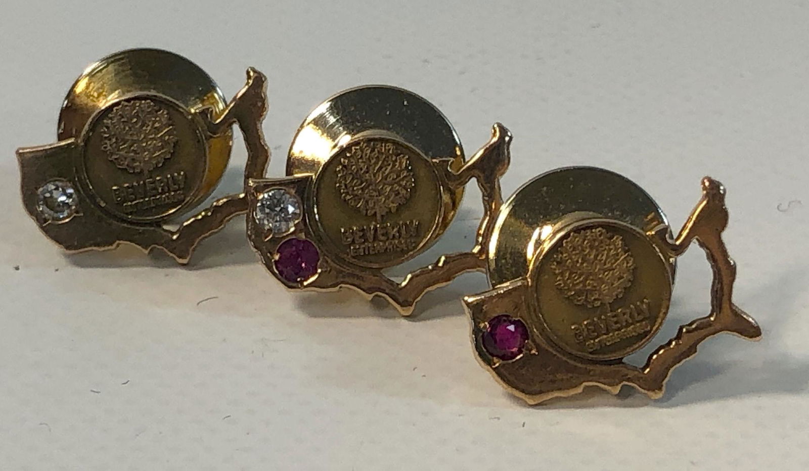 THREE SERVICE PINS WITH GEMSTONES FROM BEVERLY (1 of 7)