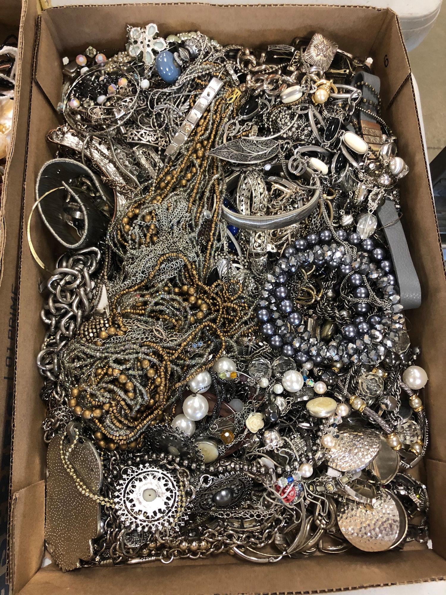 BOX LOT ASSORTED FASHION AND COSTUME JEWELRY AND (1 of 1)