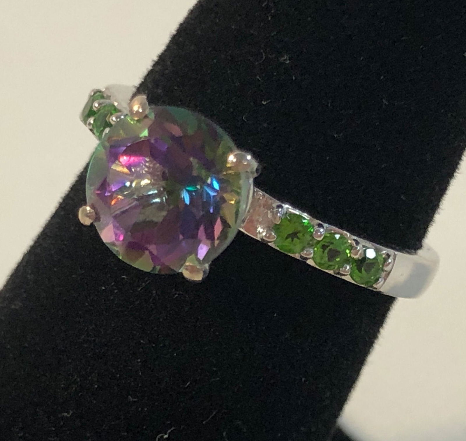 SILVER, GEMSTONE, AND CRYSTAL COCKTAIL RING (1 of 8)