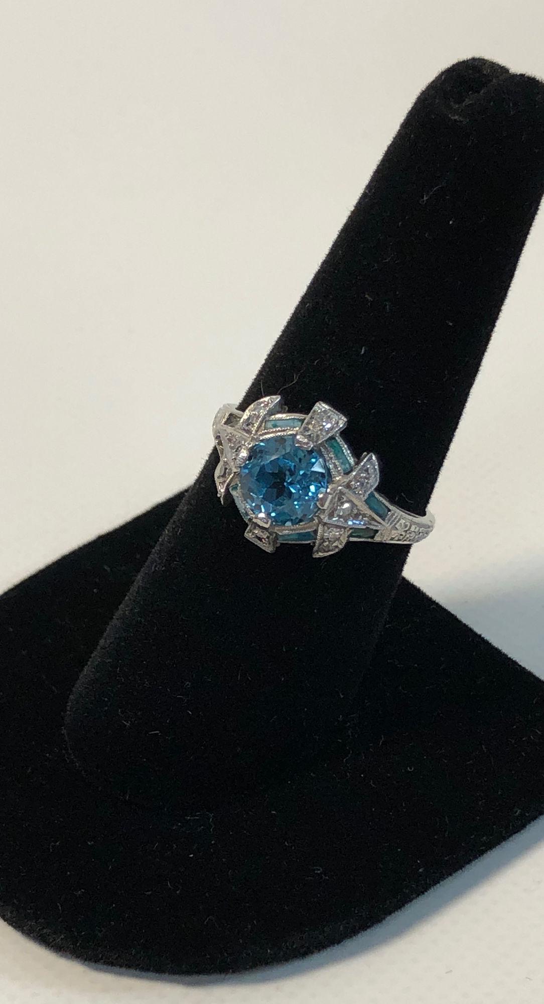 VINTAGE PLATINUM AND GEMSTONE COCKTAIL RING (1 of 11)