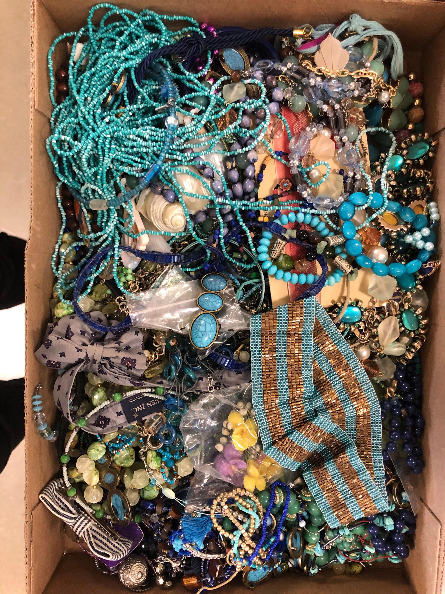 BOX LOT ASSORTED FASHION AND COSTUME JEWELRY AND (1 of 1)
