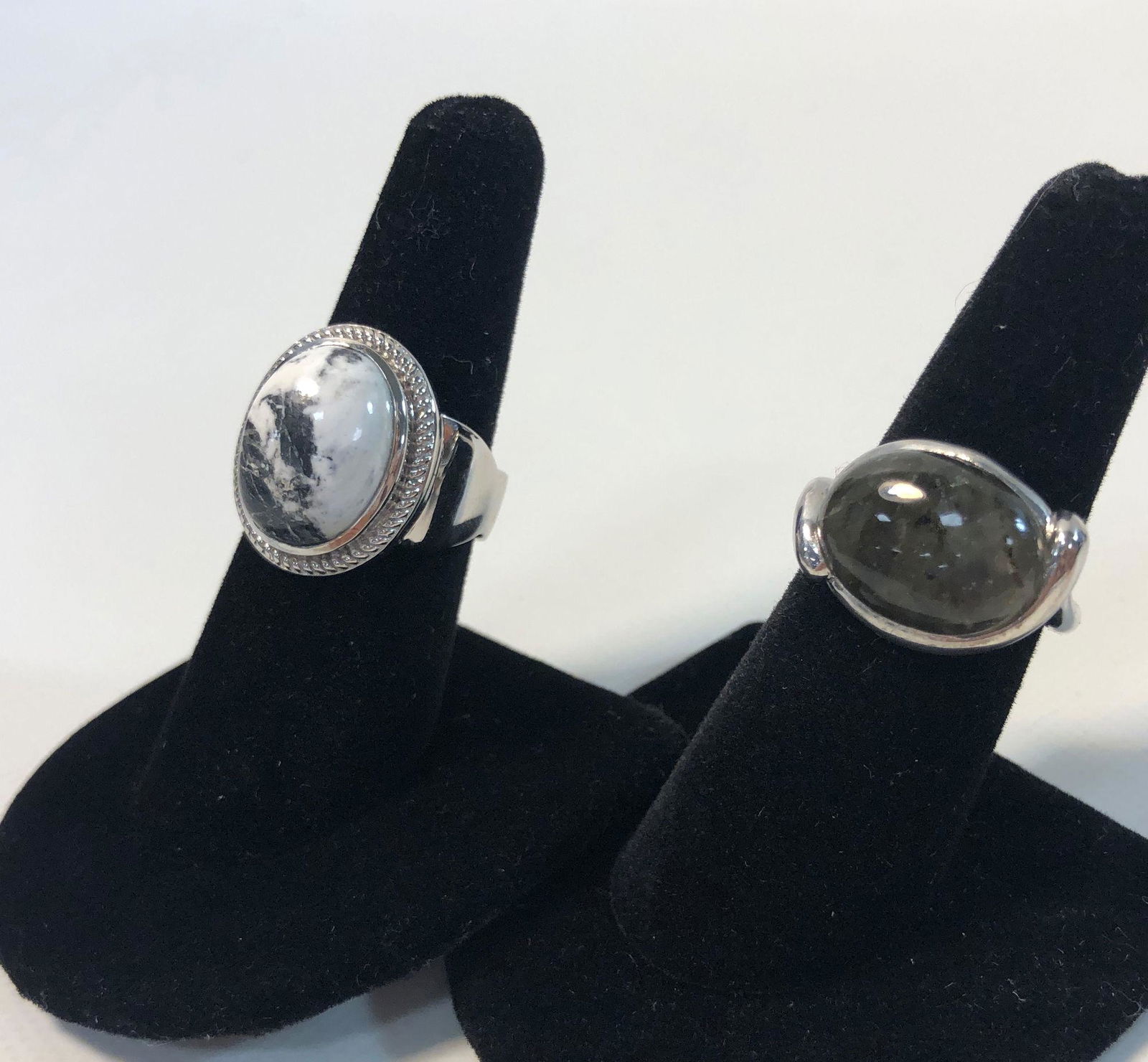 TWO SILVER AND STONE FASHION RINGS (1 of 9)
