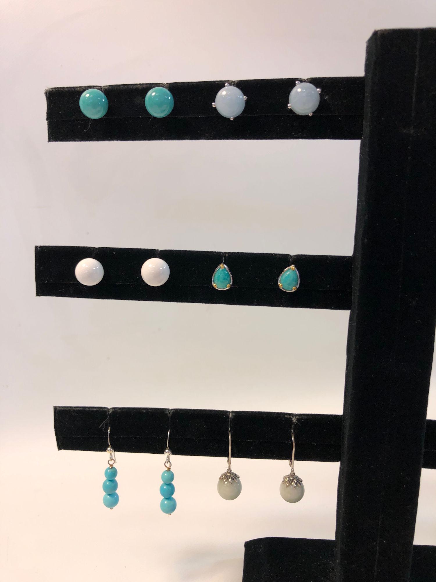 LOT OF SILVER AND STONE EARRINGS (1 of 7)