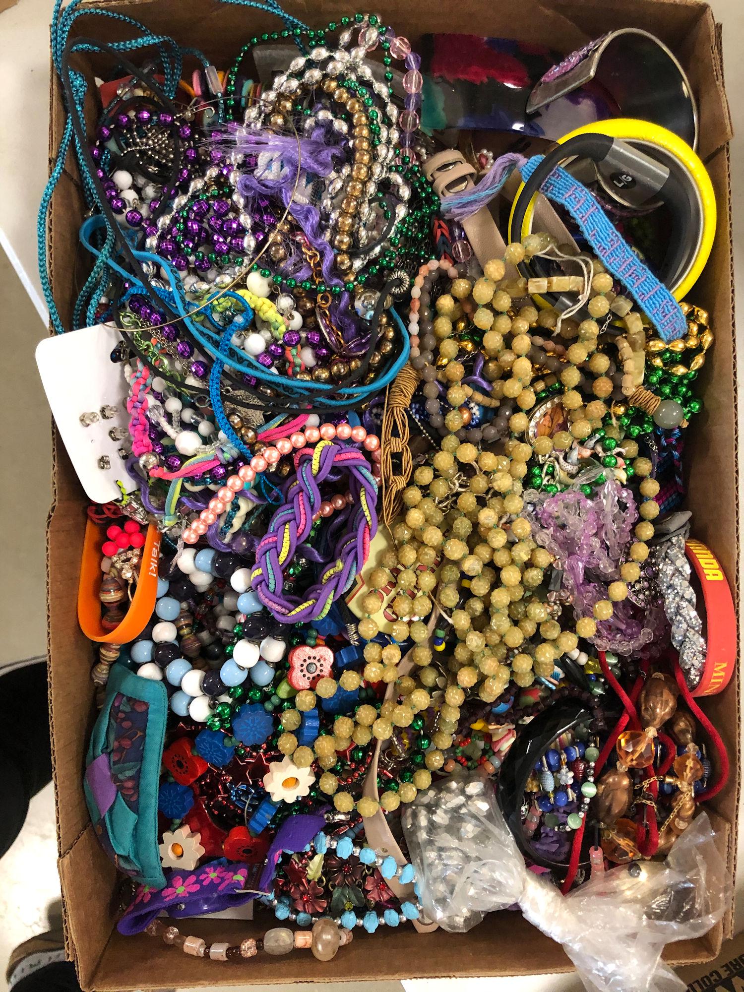 BOX LOT ASSORTED FASHION AND COSTUME JEWELRY AND (1 of 1)