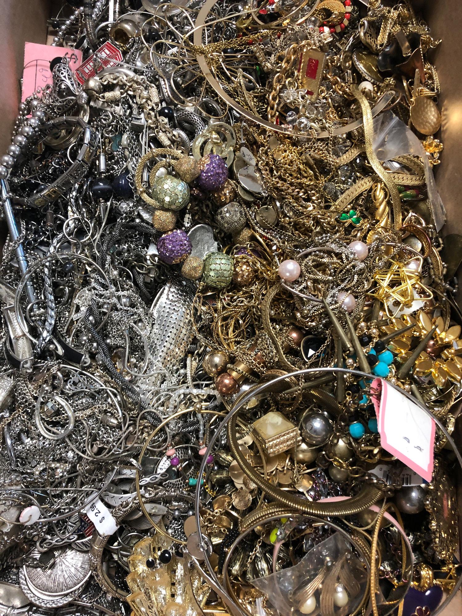 BOX LOT ASSORTED FASHION AND COSTUME JEWELRY AND (1 of 5)