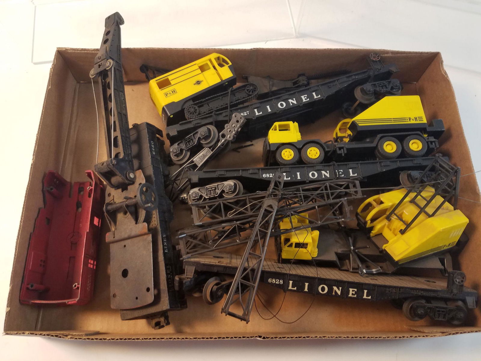 LIONEL O GAUGE POST WAR- BOX LOT 4 CRANE CARS- 6460, (1 of 3)