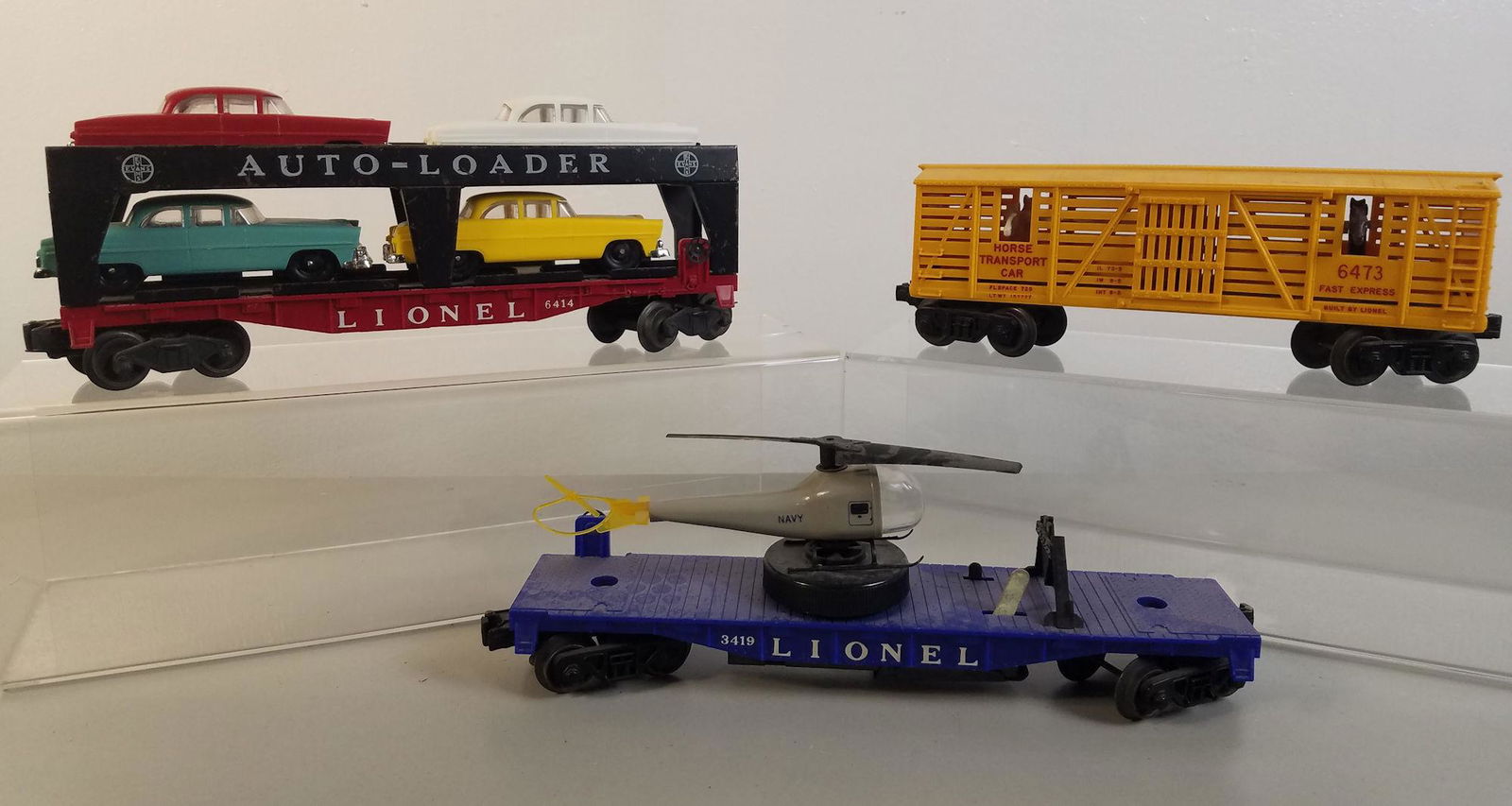 LIONEL O GAUGE POST WAR- BOX LOT 3 FREIGHT CARS- 6473, (1 of 9)