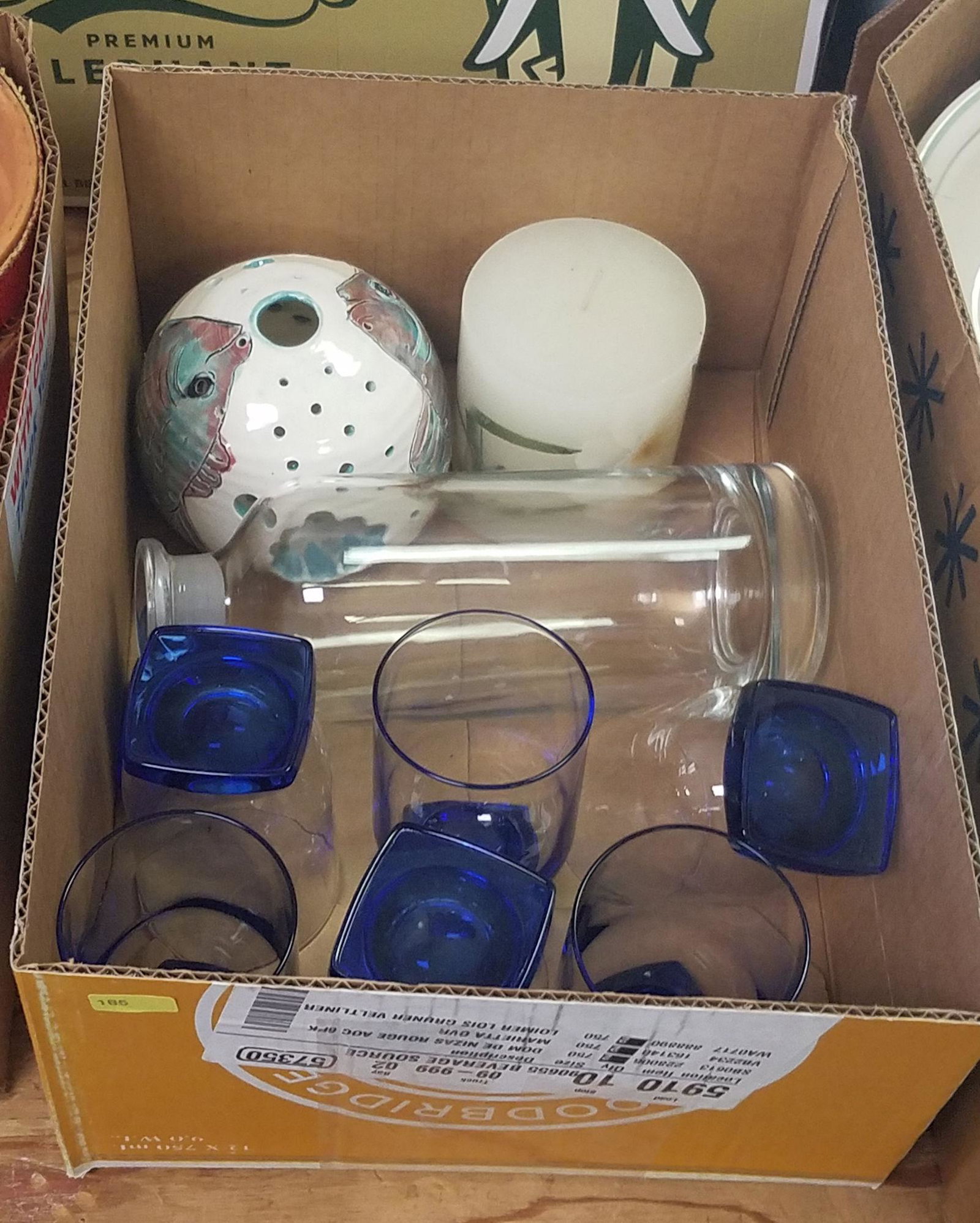 3 BOX LOTS WITH CORNERSTONE DISH SET, MISC GLASSES,: 3 BOX LOTS WITH CORNERSTONE DISH SET, MISC GLASSES, CHINESE TEA SET