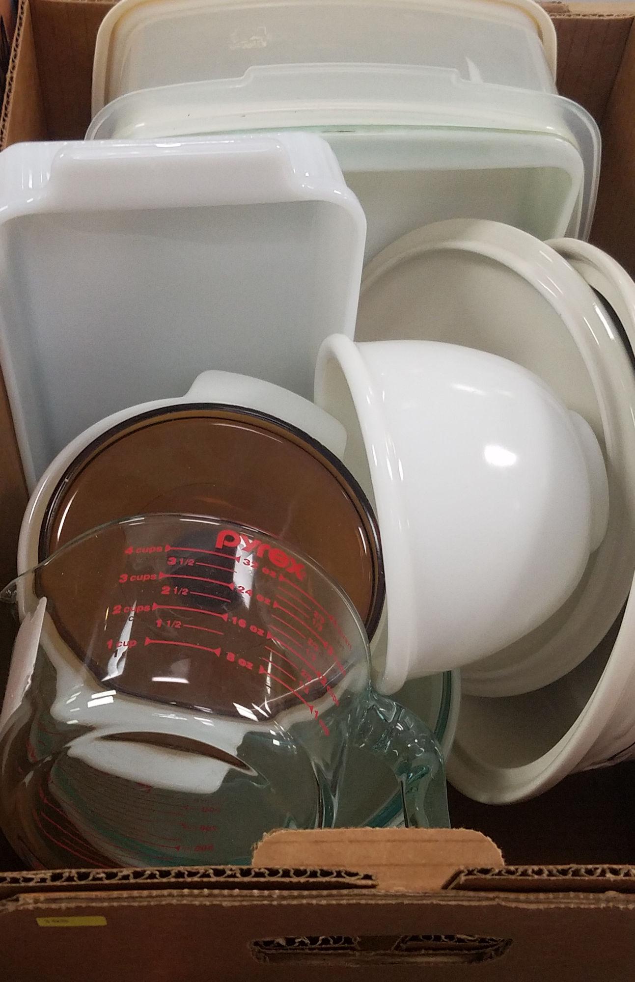 3 BOX LOTS WITH MISC BAKEWARE, TOASTER, SCALES, SMALL: 3 BOX LOTS WITH MISC BAKEWARE, TOASTER, SCALES, SMALL PITCHERS