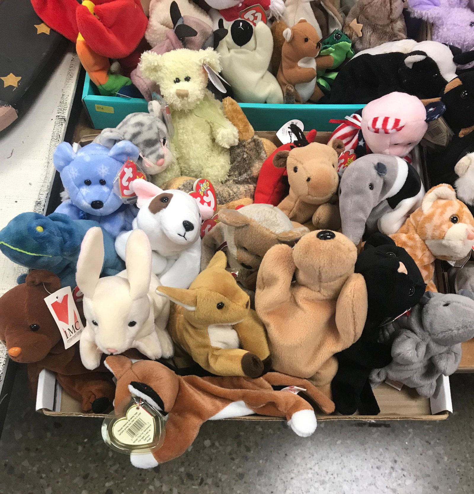 BOX LOT OF BEANIE BABIES: BOX LOT OF BEANIE BABIES