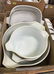 4 BOX LOTS WITH PYREX BAKING DISHES, ELECTRIC BLENDER,