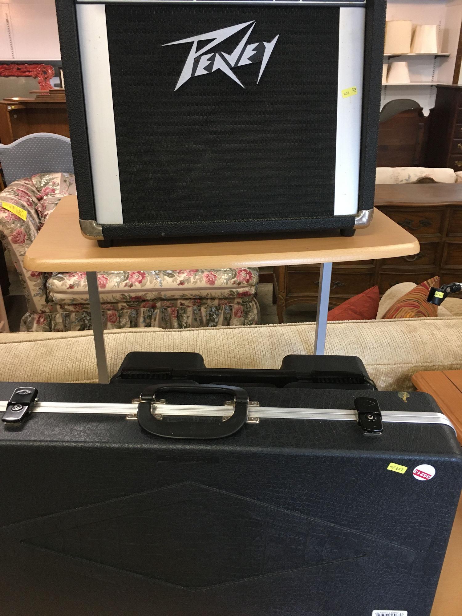 MICROPHONE CASE, DOSKOCIL CASE,PEAVEY SPEAKER, AND MIC: MICROPHONE CASE, DOSKOCIL CASE,PEAVEY SPEAKER, AND MIC STAND
