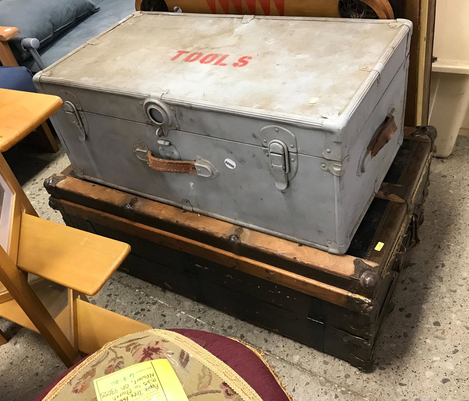2 TRUNKS, ONE METAL AND ONE WOODEN: 2 TRUNKS, ONE METAL AND ONE WOODEN