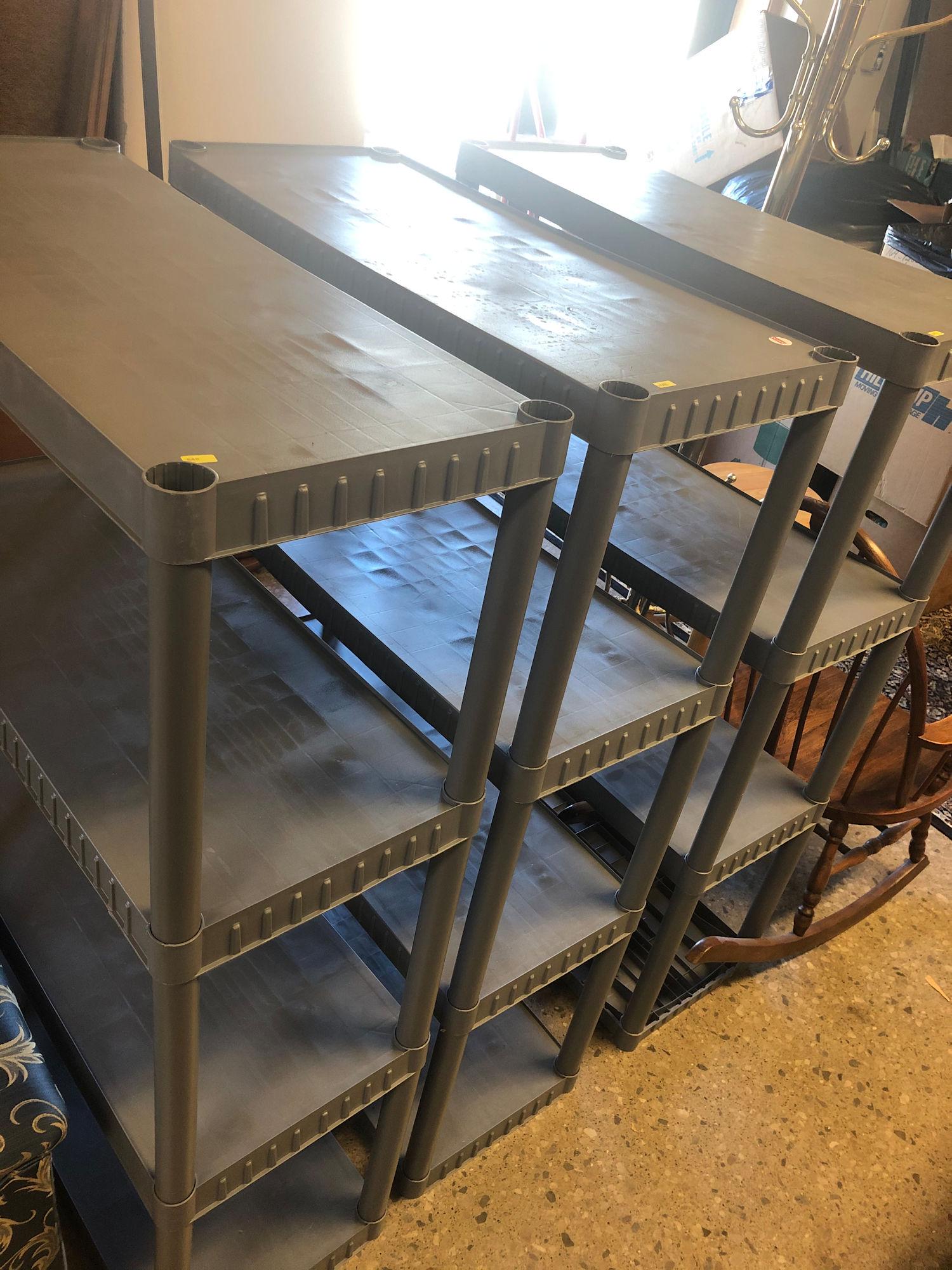 3 PLASTIC SHELVES: 3 PLASTIC SHELVES