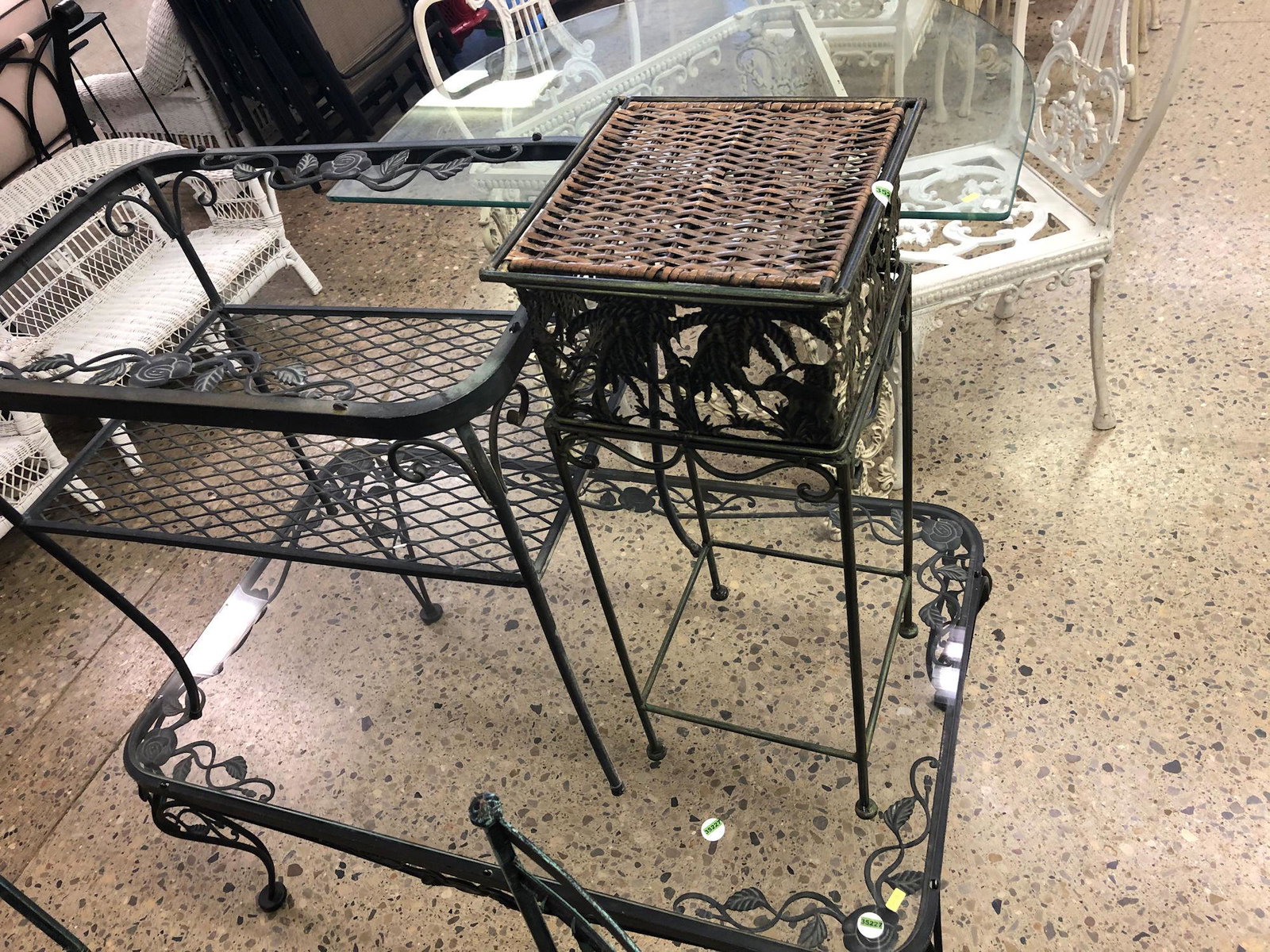 2 PIECE PATIO TABLES AND PLANT STAND: 2 PIECE PATIO TABLES AND PLANT STAND