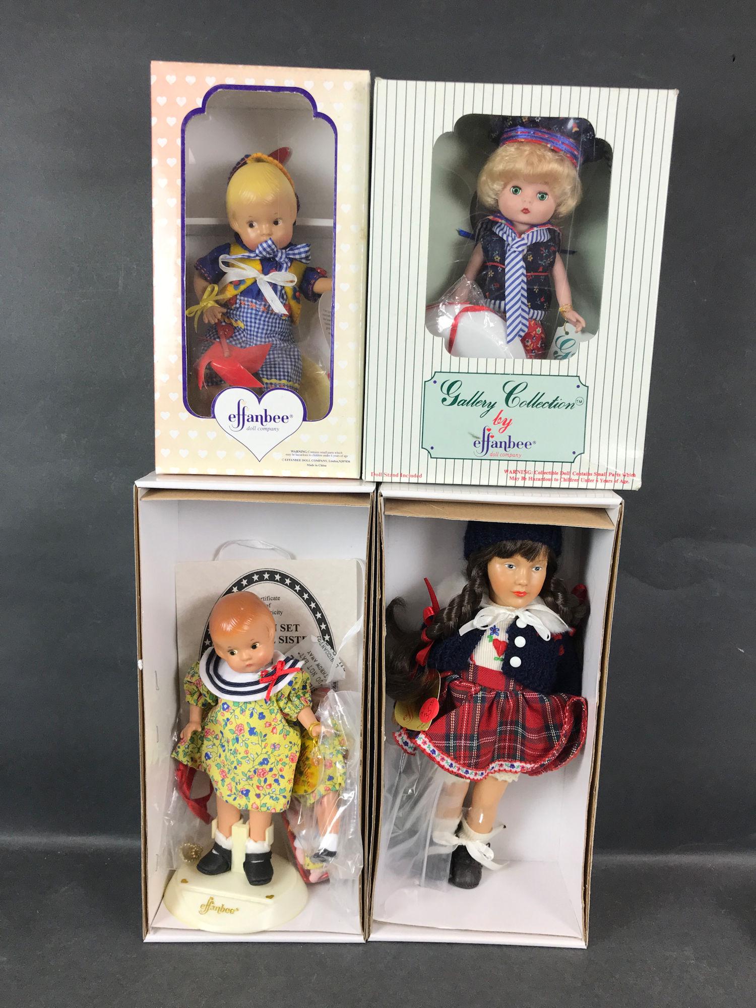 (4) EFFANBEE DOLLS IN ORIGINAL BOXES INCLUDING: (4) EFFANBEE DOLLS IN ORIGINAL BOXES INCLUDING "PATSYETTE", GALLERY COLLECTION "SANDY", "PATSYETTE & WEE PATSY" AND DEWEES COCHRAN FOLKTALES "BELINDA BUNYAN".