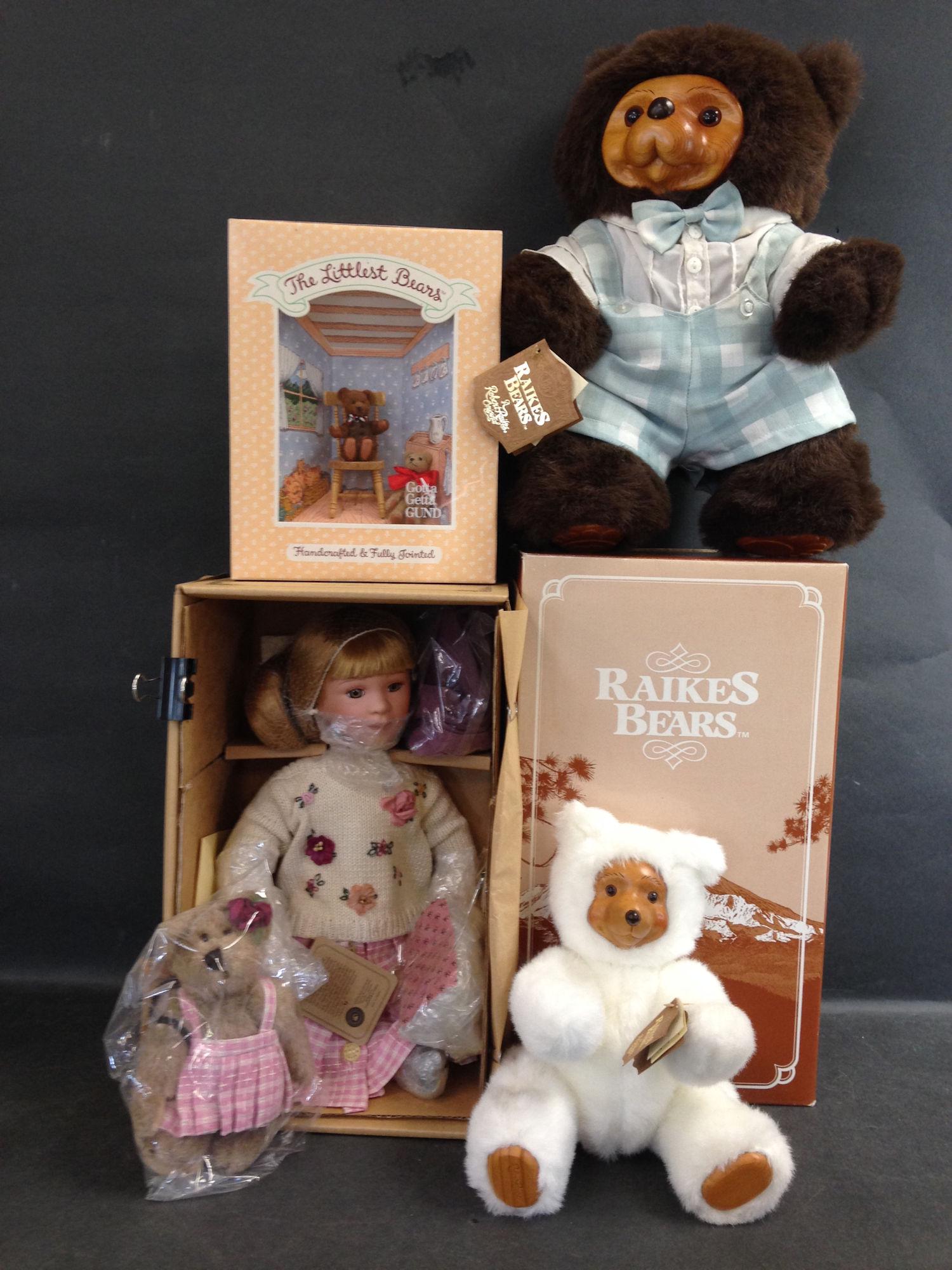 LOT OF (4) BEAR/DOLL ITEMS INCLUDING NRFB GUND THE (1 of 1)