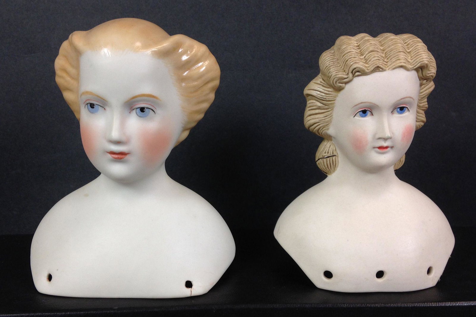 (2) PARIAN HEADS ONLY INCLUDING ANTIQUE WITH SNOOD AND: (2) PARIAN HEADS ONLY INCLUDING ANTIQUE WITH SNOOD AND REPRODUCTION.