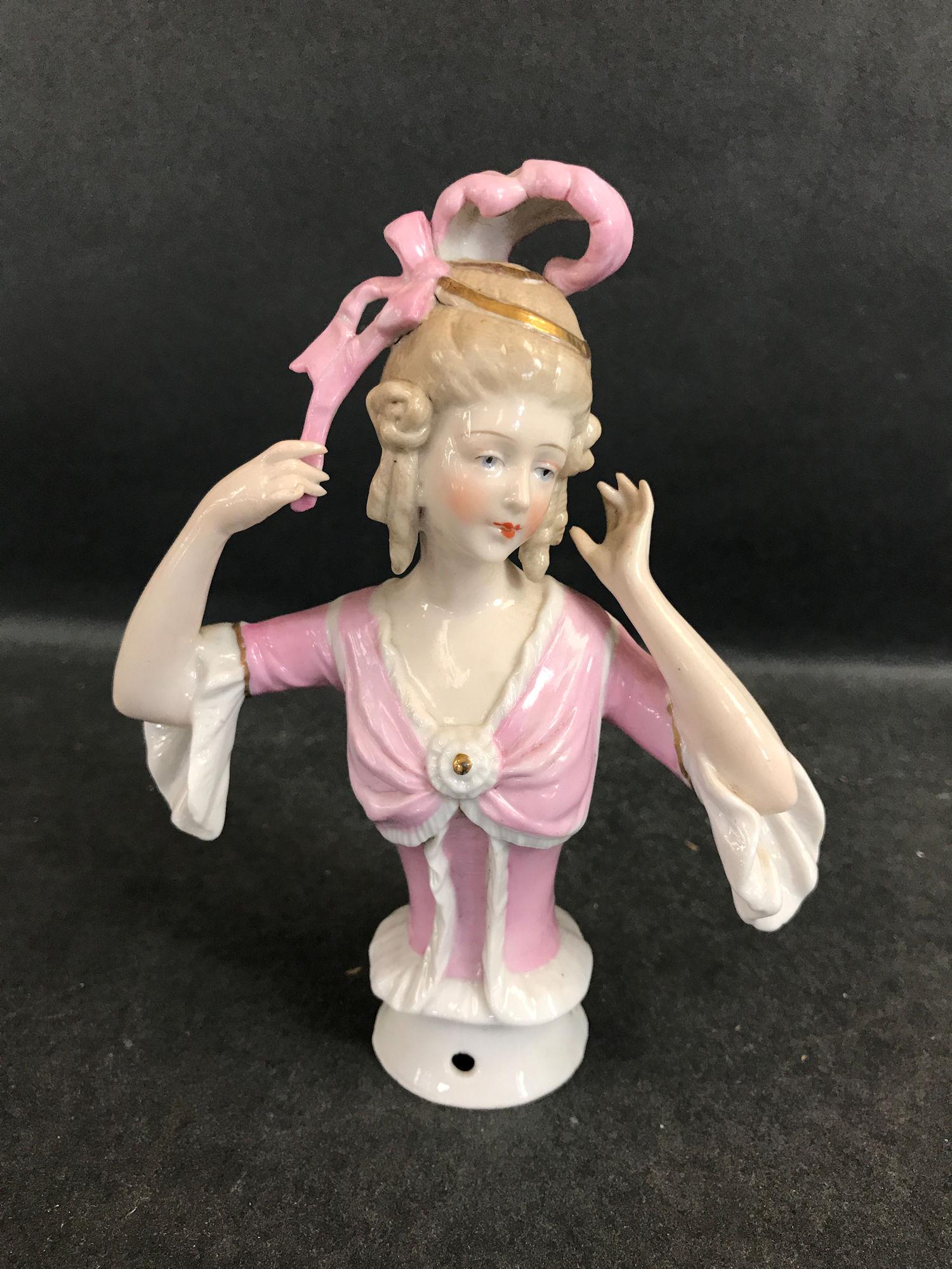 6½" FANCY LADY HALF DOLL MARKED GERMANY. MOLDED (1 of 1)