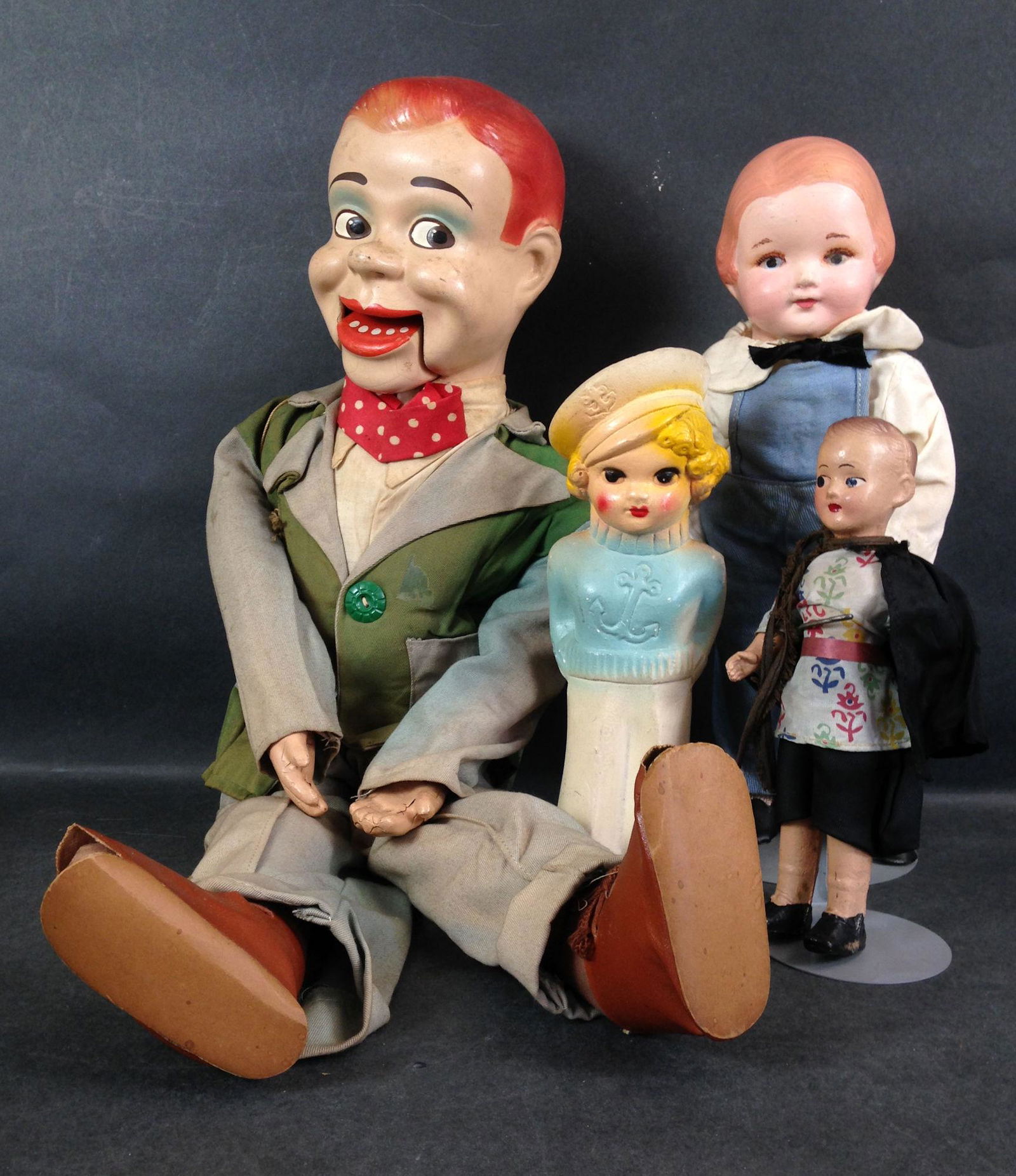 (4) VINTAGE DOLLS INCLUDING COMPOSITION JERRY MAHONEY (1 of 1)