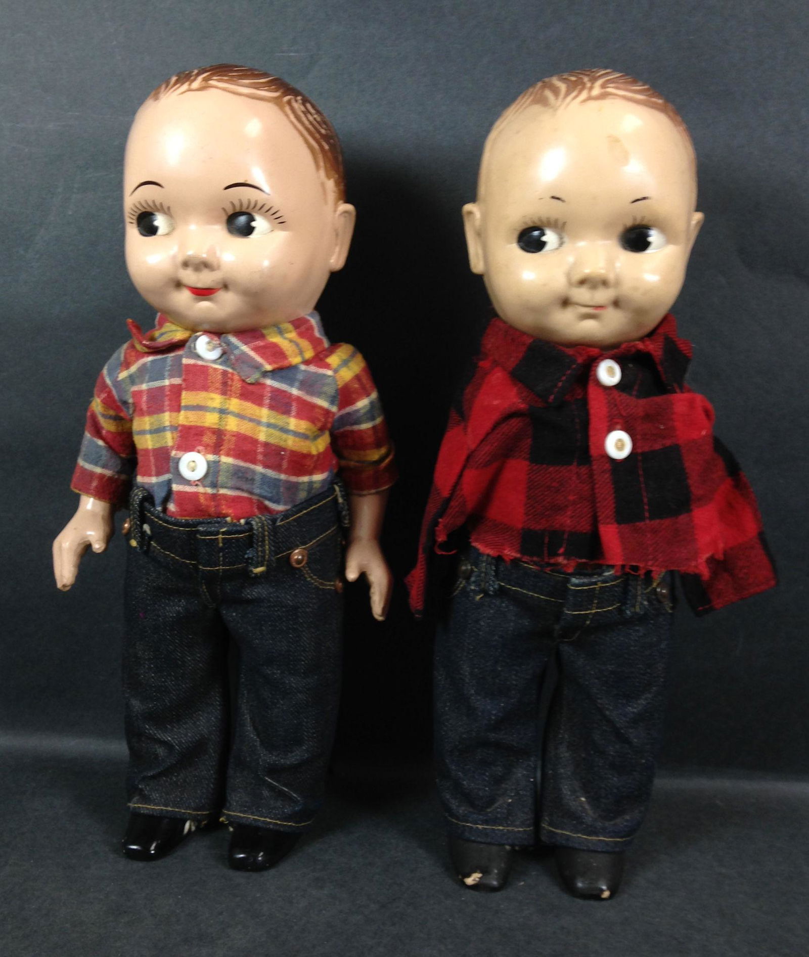 (2) 13" VINTAGE HARD PLASTIC BUDDY LEE DOLLS WEARING (1 of 1)