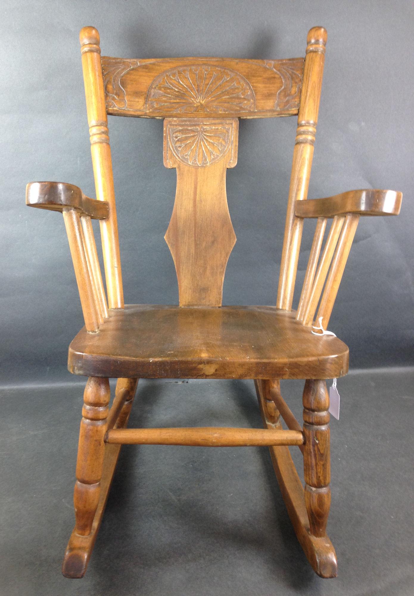 CHILD'S PRESSBACK ROCKING CHAIR.: CHILD'S PRESSBACK ROCKING CHAIR.