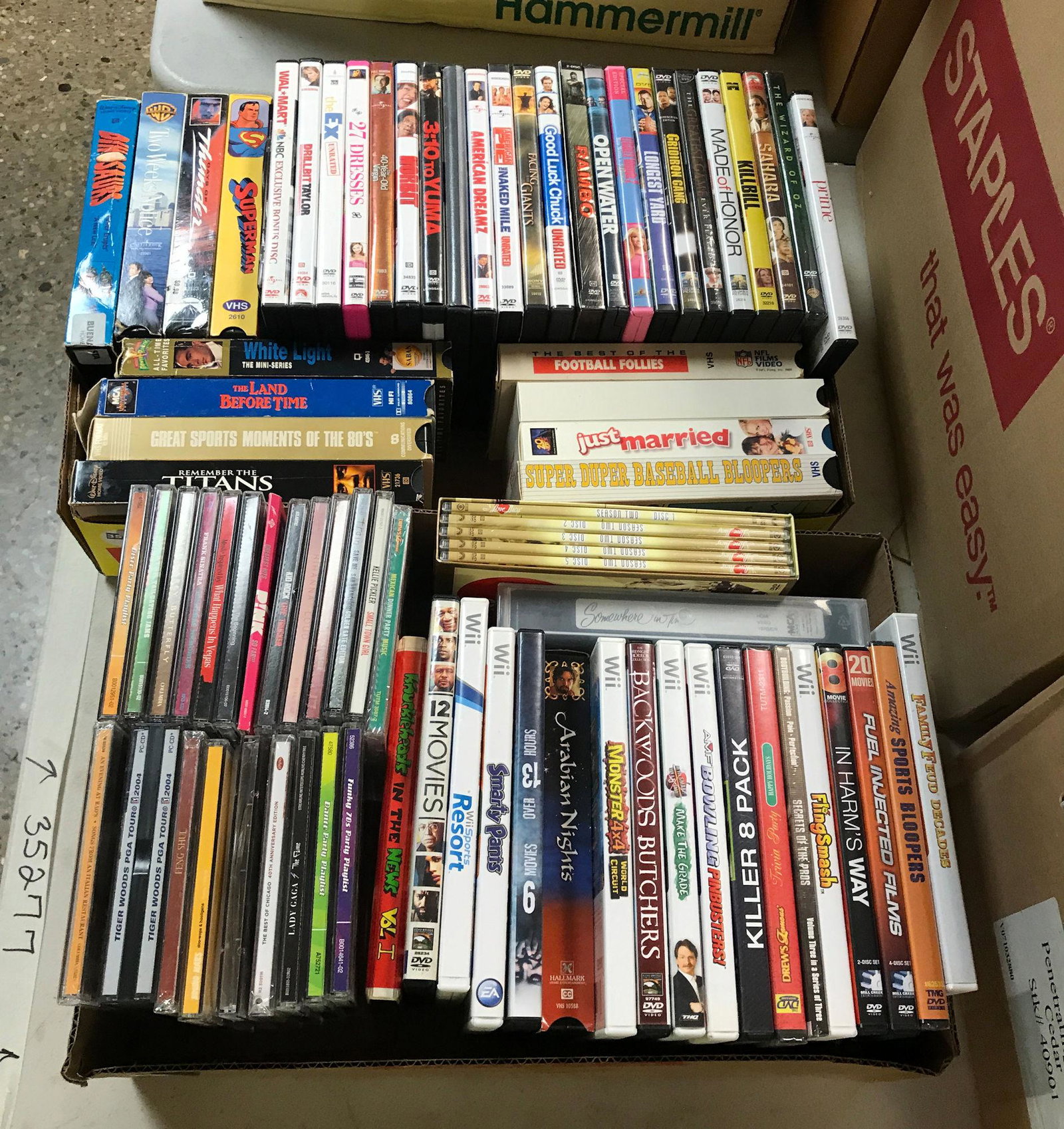 2 BOX LOTS MOVIES AND CDS (1 of 1)