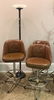 3 SWIVEL BAR CHAIRS WITH VINYL UPHOLSTERY AND LAMP