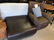 LEATHER OTTOMAN AND SOFA CHAIR WITH FLORAL MOTIF