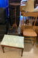 SMALL PATIO TABLE, PIANO BENCH, AND WOODEN PLANT STAND - 2